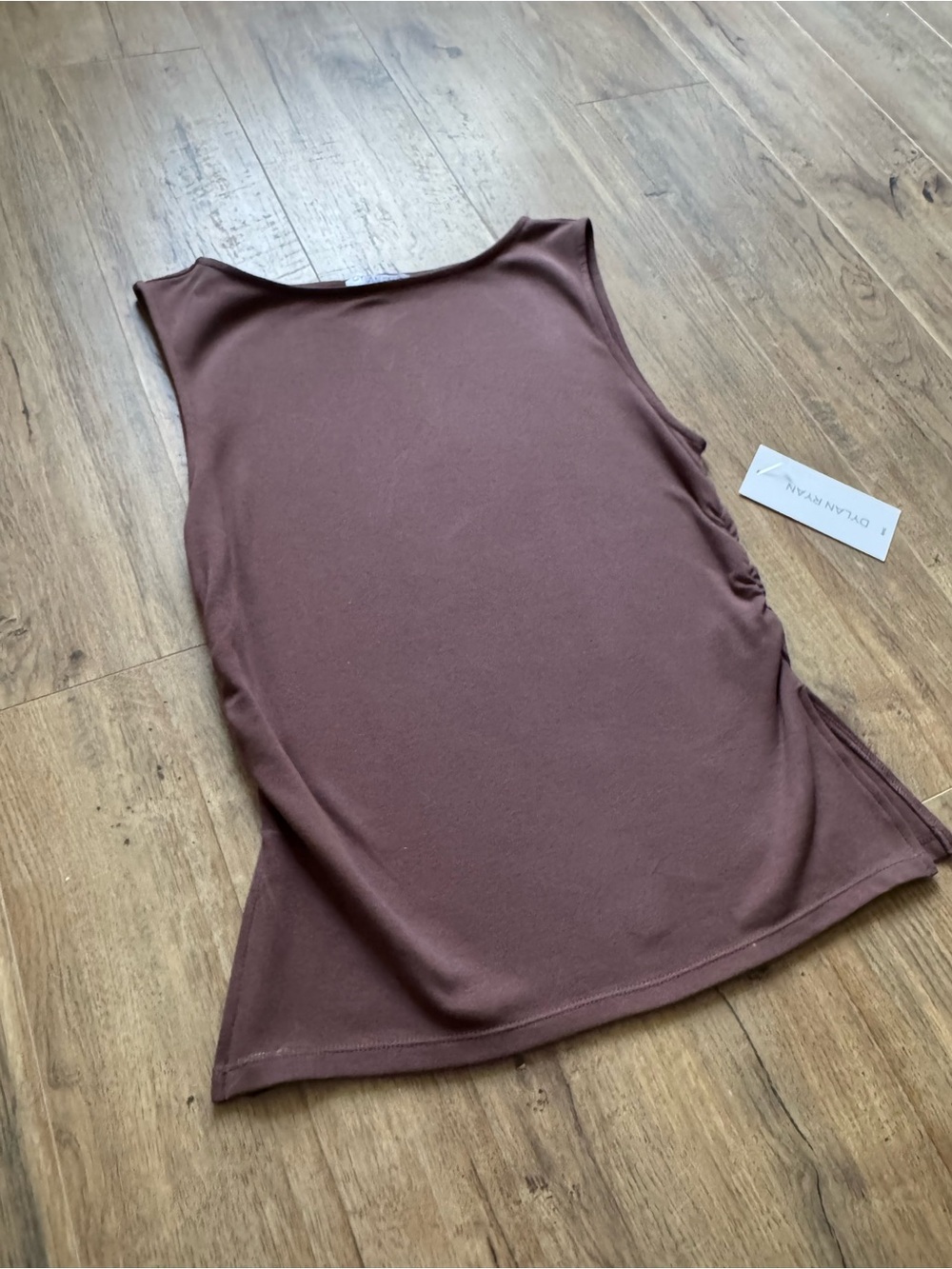 Sleeveless Scoop Tank Top — Brown